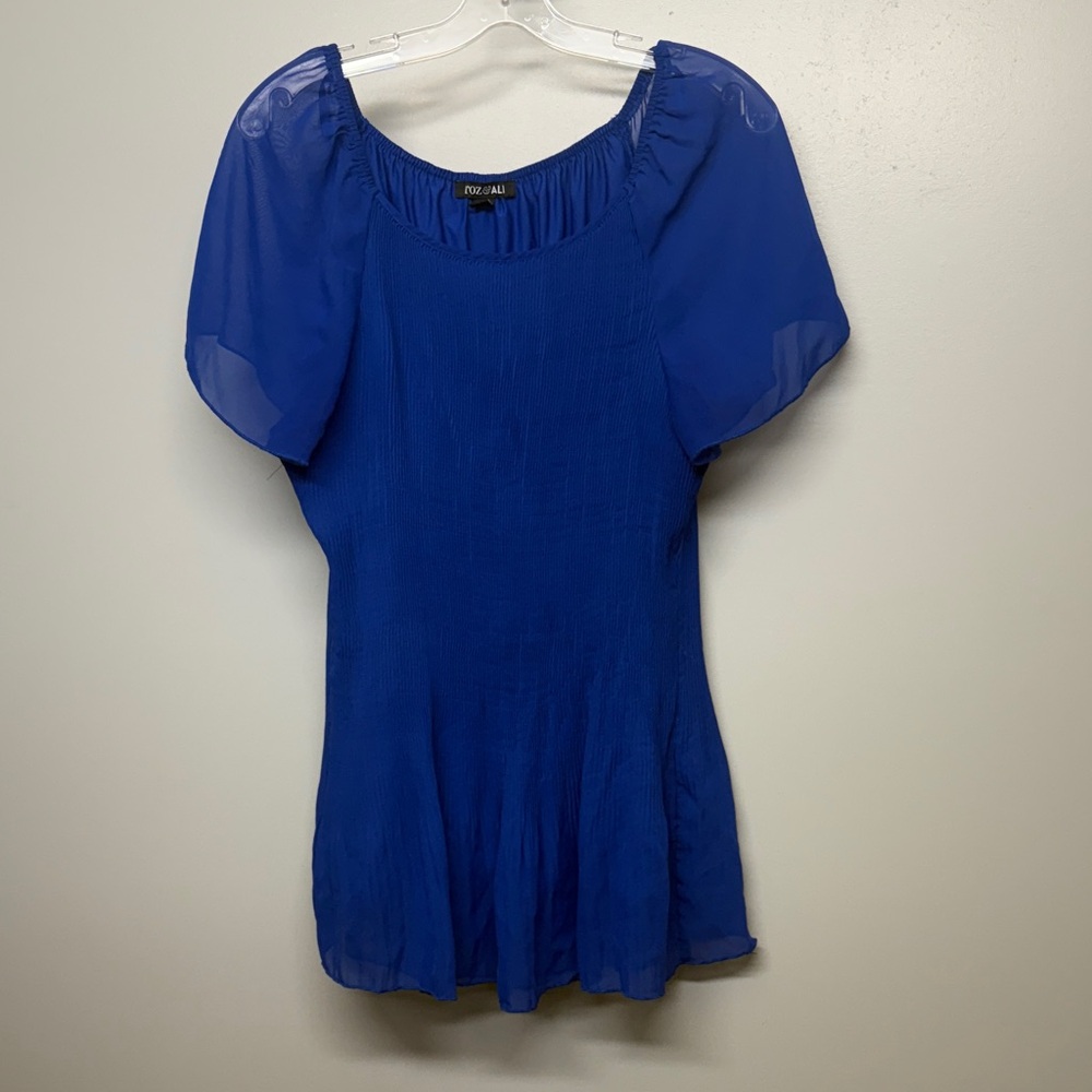 Roz & Ali Royal Blue Short Sleeve Peplum Stretch Mini Dress